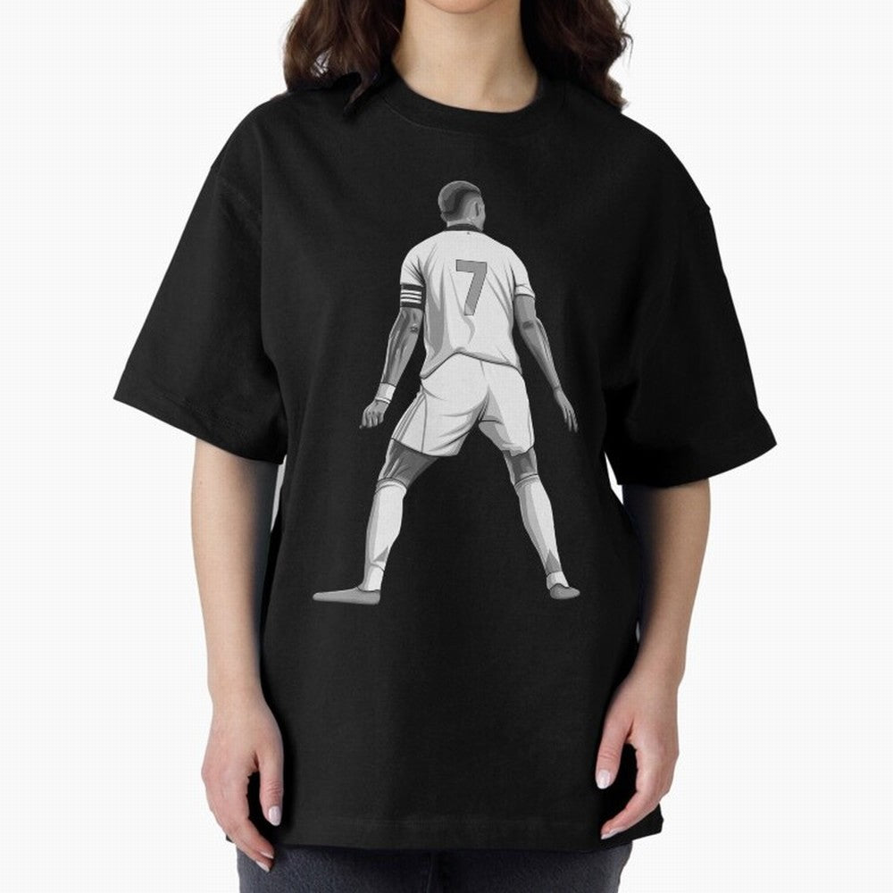 Cristiano Ronaldo Black and White Version Oversized T-Shirt Turn Every Weekend Toward Global Football Passion for FIFA World Cup 2026, Made for Mbappe, Germany, Championship Spirit, Famous Goals, Roaring Crowds and International Football Unity;