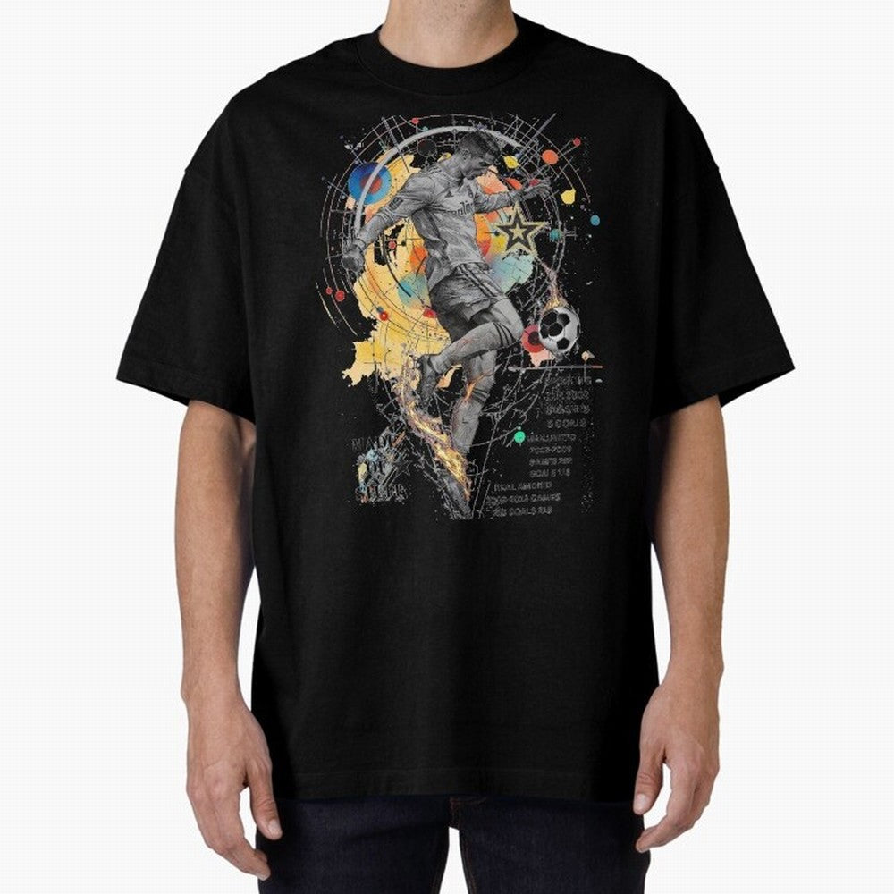 Cristiano Ronaldo Football Playmaker Oversized T-Shirt Remember Match Day Hype around FIFA World Cup 2026 Group Stage, Messi, Neymar and Mbappe, Netherlands, Match Day Excitement, Supporter Culture, Golden Goals and Global Football Passion; Perfect