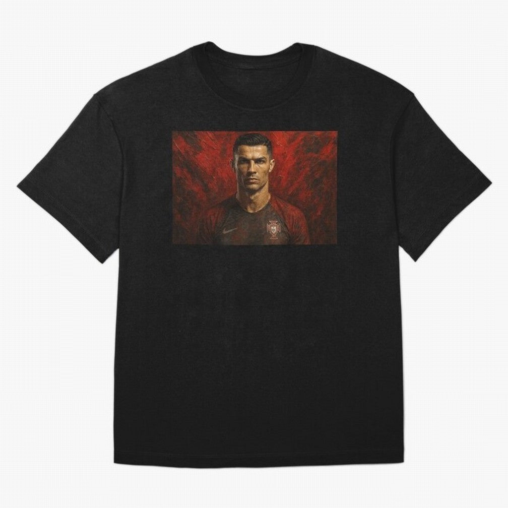 Cristiano Ronaldo Portrait Oversized T-Shirt Bring FIFA World Cup 2026 USA Canada Mexico Spirit, Connected to Portugal, Spain and Germany, Messi, CR7 and Mbappe, Goal Celebration Energy, Supporter Heritage, Football Icons and Worldwide Tournament