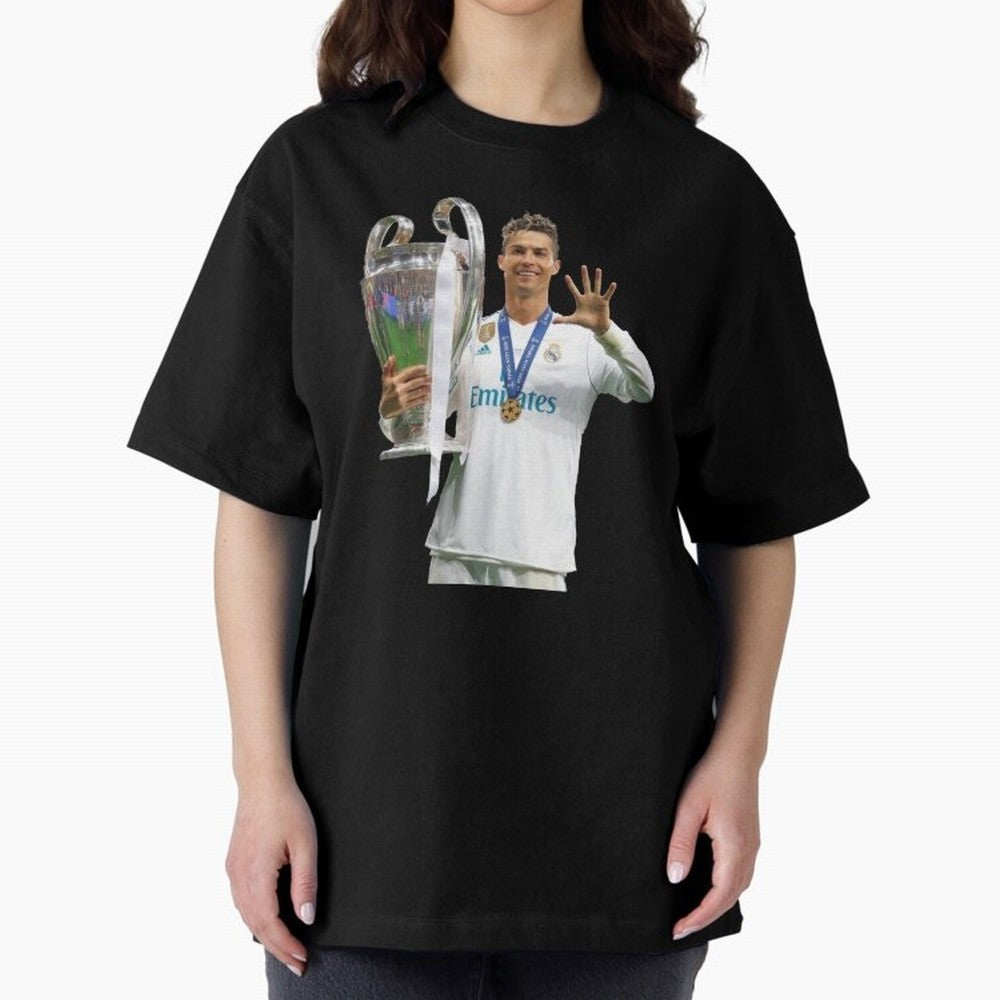 Cristiano Ronaldo with the cup Oversized T-Shirt Bring Match Day Fire to FIFA World Cup 2026 Group Stage for Fans of Messi and Argentina, Bringing Champion Mindset, Group Stage Buzz, Knockout Tension and Passionate Fan Culture; Perfect for People
