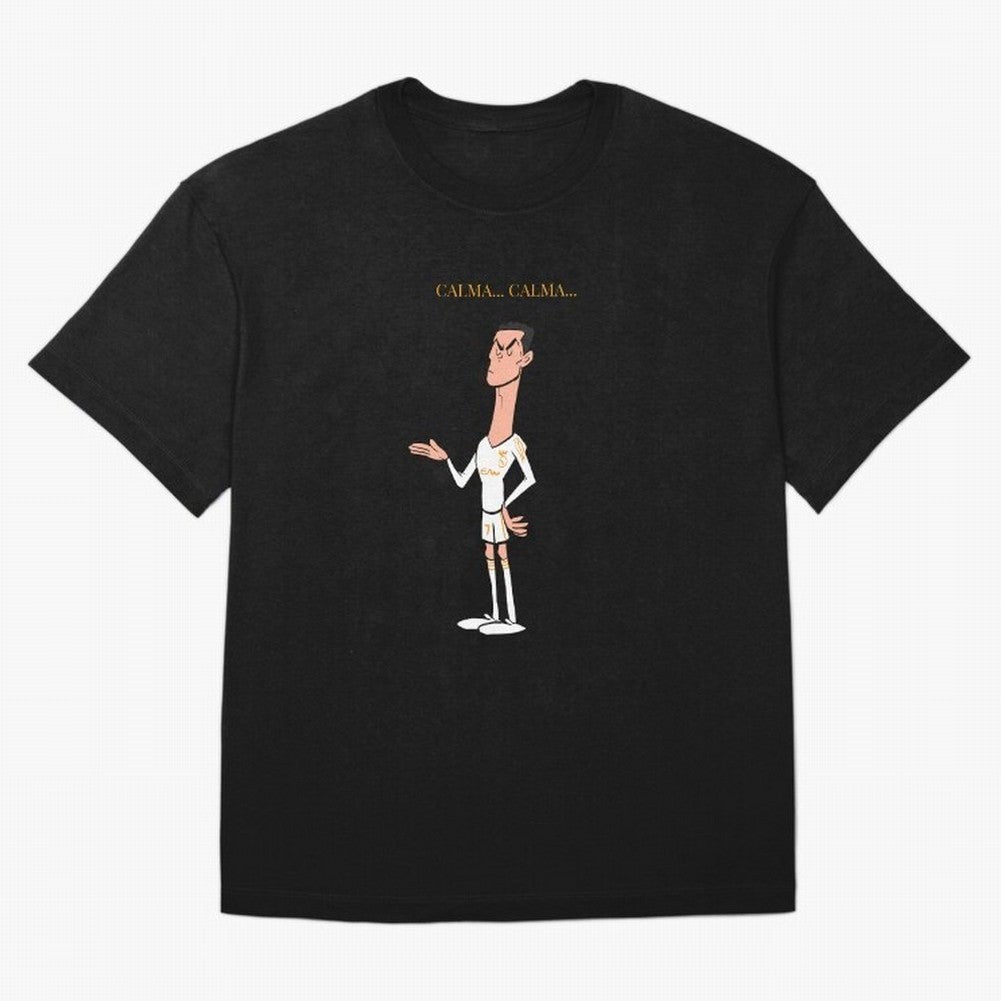 Cristiano Ronaldo ¨C Calma Calma Shirt Celebration (Cartoon) Oversized T-Shirt Represent Football Lovers during FIFA World Cup 2026 Spirit, Celebrating Argentina, Mbappe and Neymar, Goal Celebration Energy, Supporter Heritage, Football Icons and