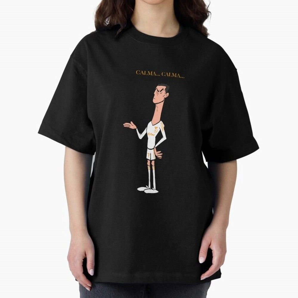 Cristiano Ronaldo ¨C Calma Calma Shirt Celebration (Cartoon) Oversized T-Shirt Represent Football Lovers during FIFA World Cup 2026 Spirit, Celebrating Argentina, Mbappe and Neymar, Goal Celebration Energy, Supporter Heritage, Football Icons and
