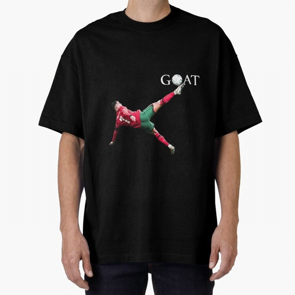 GOAT in Motion: Ronaldo's Iconic Bicycle Kick Oversized T-Shirt Bring Retro Soccer Energy to FIFA World Cup 2026 USA Canada Mexico Spirit, Centered on Germany, Mbappe, Football History, Final Match Energy, Crowd Noise and Once in a Lifetime