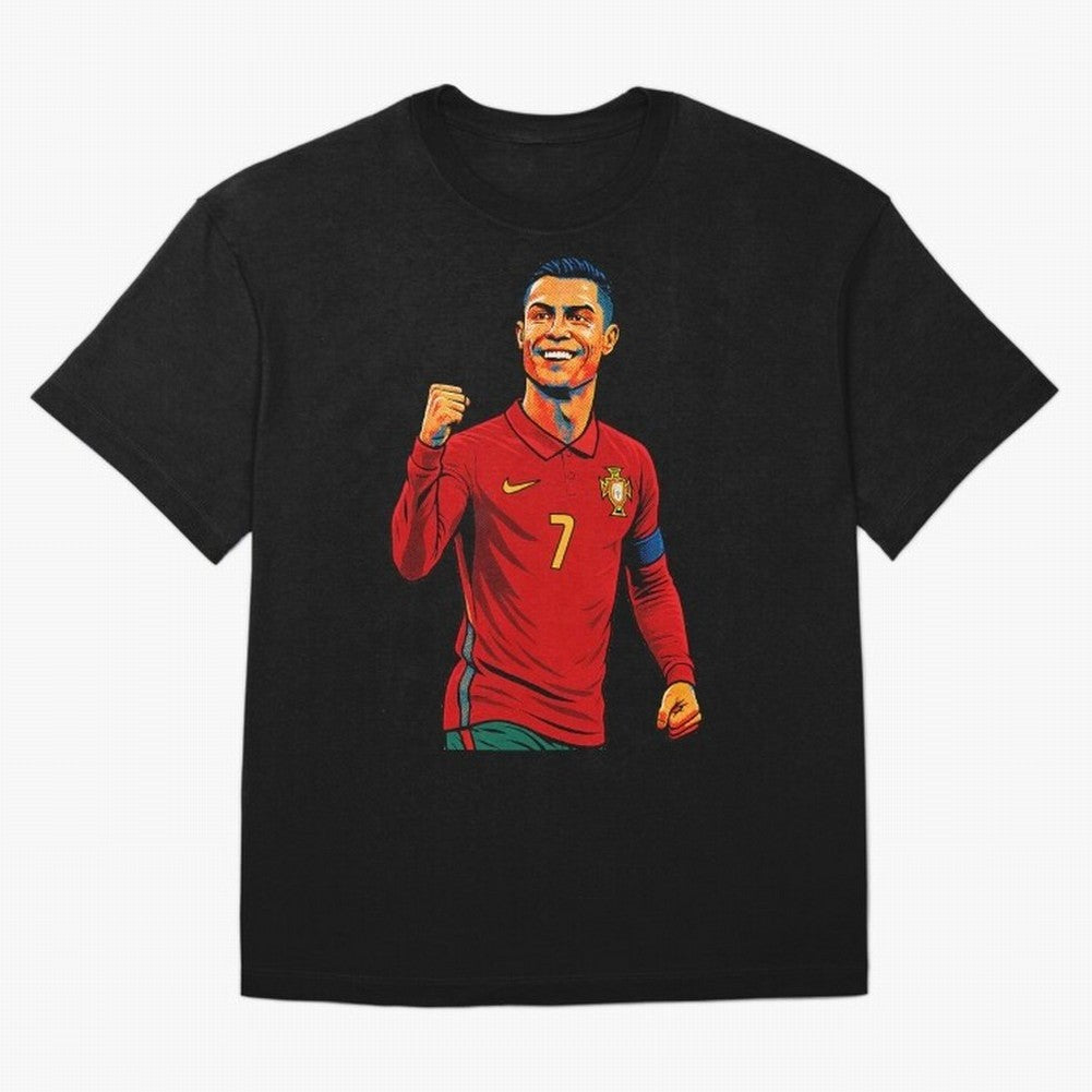 Cristiano Ronaldo Goal Pop Art Oversized T-Shirt Show Your Tournament Heart for Global Football Passion for FIFA World Cup 2026 USA Canada Mexico, Highlighting Messi, CR7 and Mbappe, France, Goal Celebration Energy, Supporter Heritage, Football