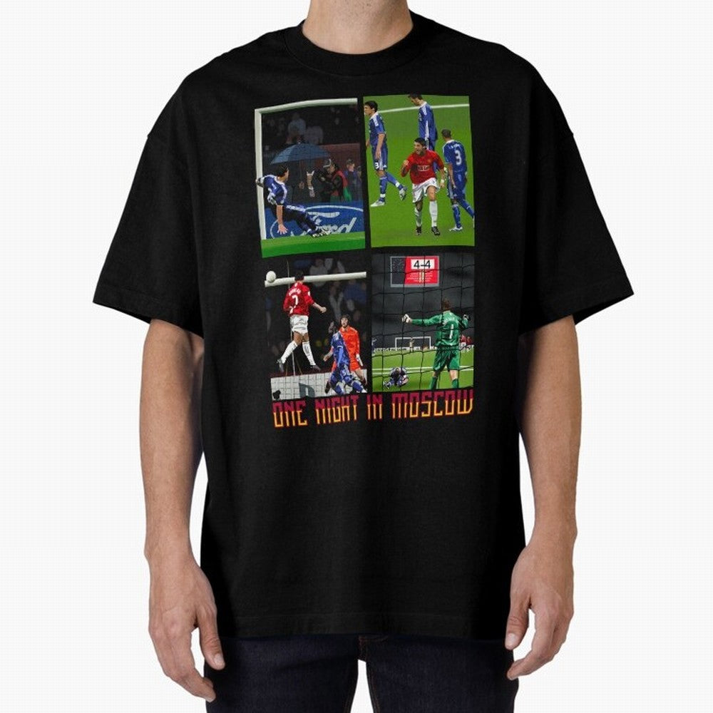 One Night in Moscow ¨C Manchester United 2008 Champions League Glory Artwork Oversized T-Shirt Make Every Match About Global Football Passion for FIFA World Cup 2026, Capturing Cristiano Ronaldo, Haaland and CR7, Spain and Netherlands, Global