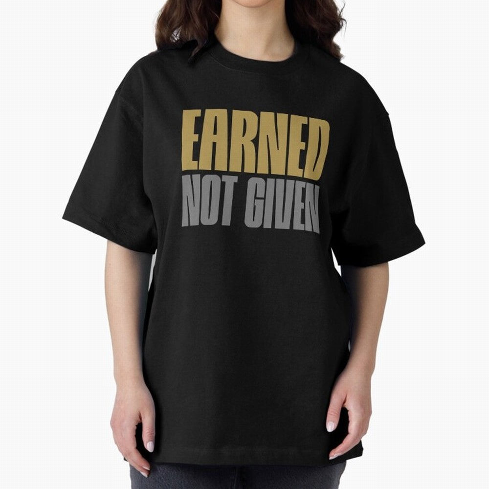 Earned not given Oversized T-Shirt Follow the Final Road of FIFA World Cup 2026 Spirit, Inspired by Portugal, CR7 and Messi, Retro Football Energy, Iconic Rivalries, Trophy Chase Drama and Stadium Atmosphere; Perfect for Fans, Collectors, Family
