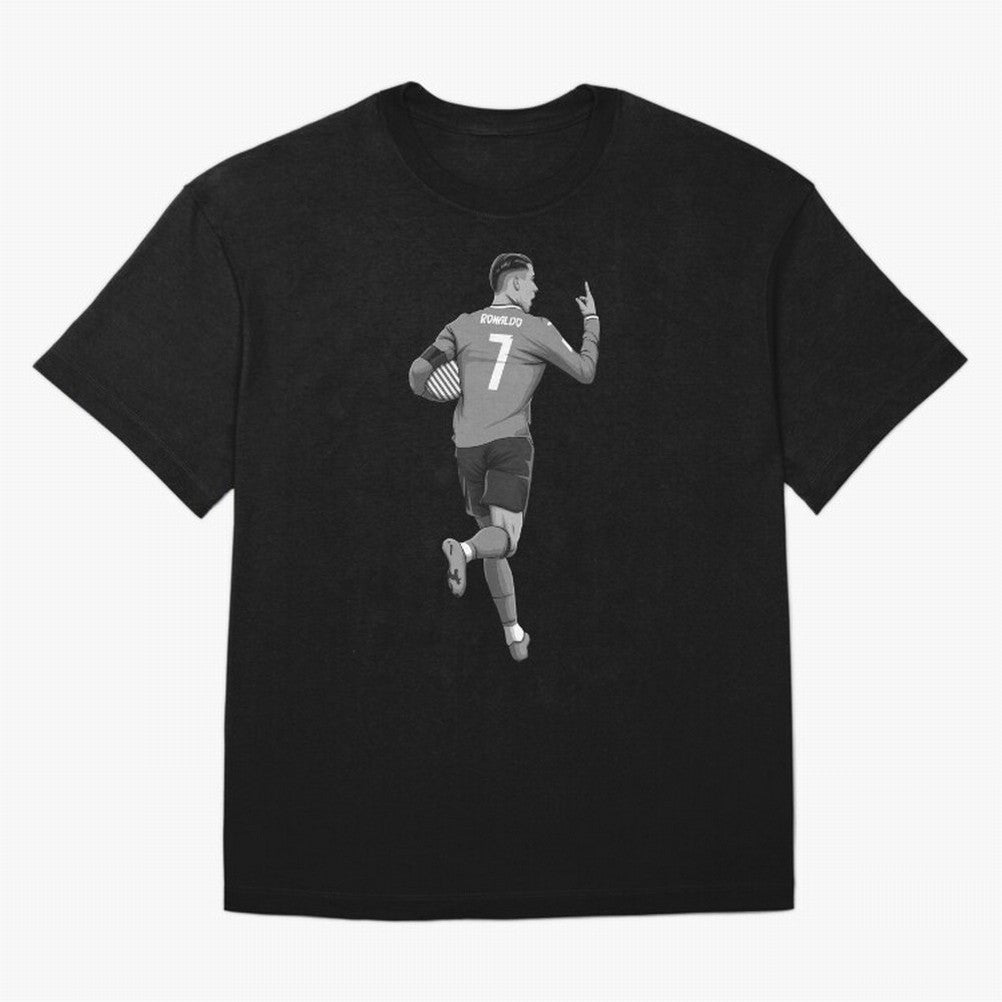 Cristiano Ronaldo Black and White Version Oversized T-Shirt Show Passion for the Stars of FIFA World Cup 2026 for Fans of Messi and Cristiano Ronaldo and Brazil, Portugal and Argentina, Bringing Football Festival Excitement, Trophy Ambitions,