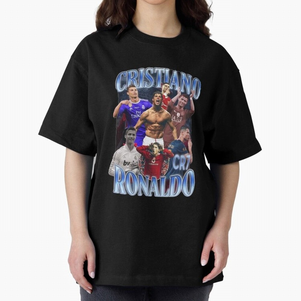 Cristiano Ronaldo GOAT Oversized T-Shirt Cheer through Every Moment of Global Football Passion for FIFA World Cup 2026, Inspired by Mbappe, Spain, Football Festival Excitement, Trophy Ambitions, Country Rivalries and Star Player Buzz; Perfect for