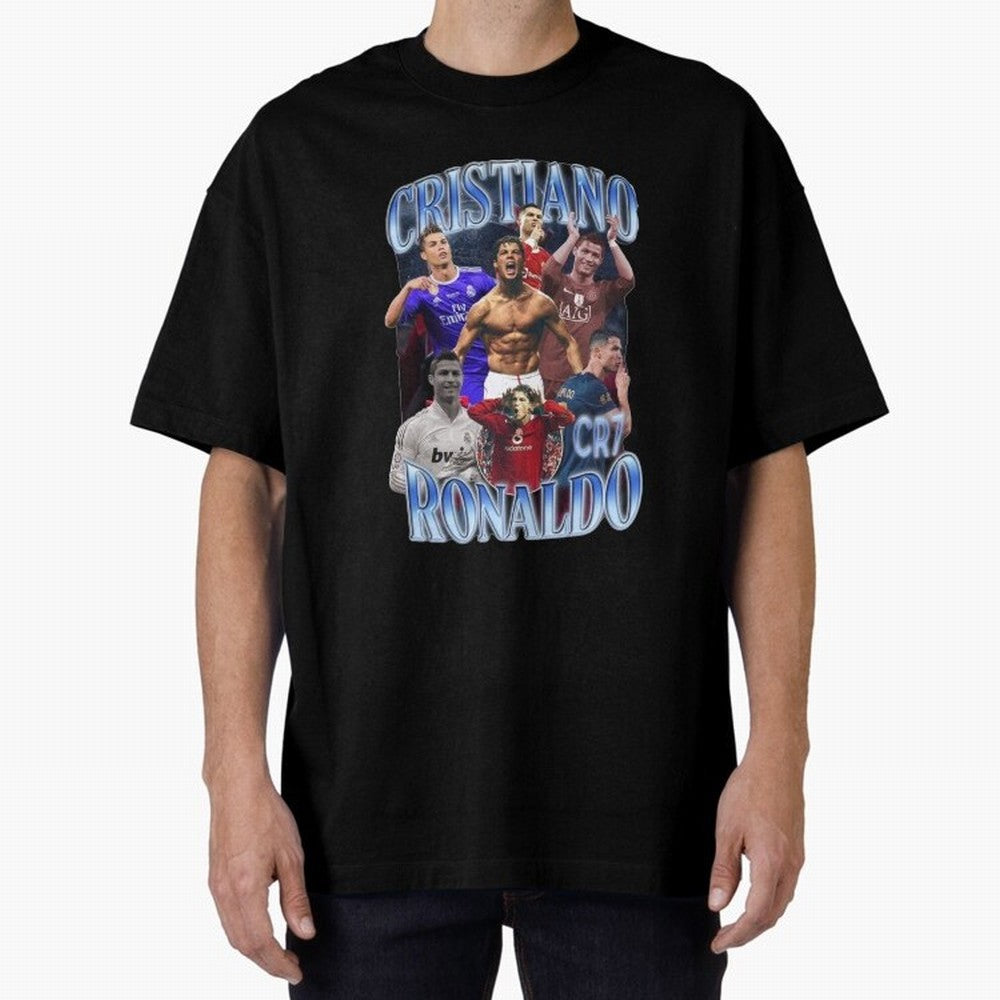 Cristiano Ronaldo GOAT Oversized T-Shirt Cheer through Every Moment of Global Football Passion for FIFA World Cup 2026, Inspired by Mbappe, Spain, Football Festival Excitement, Trophy Ambitions, Country Rivalries and Star Player Buzz; Perfect for