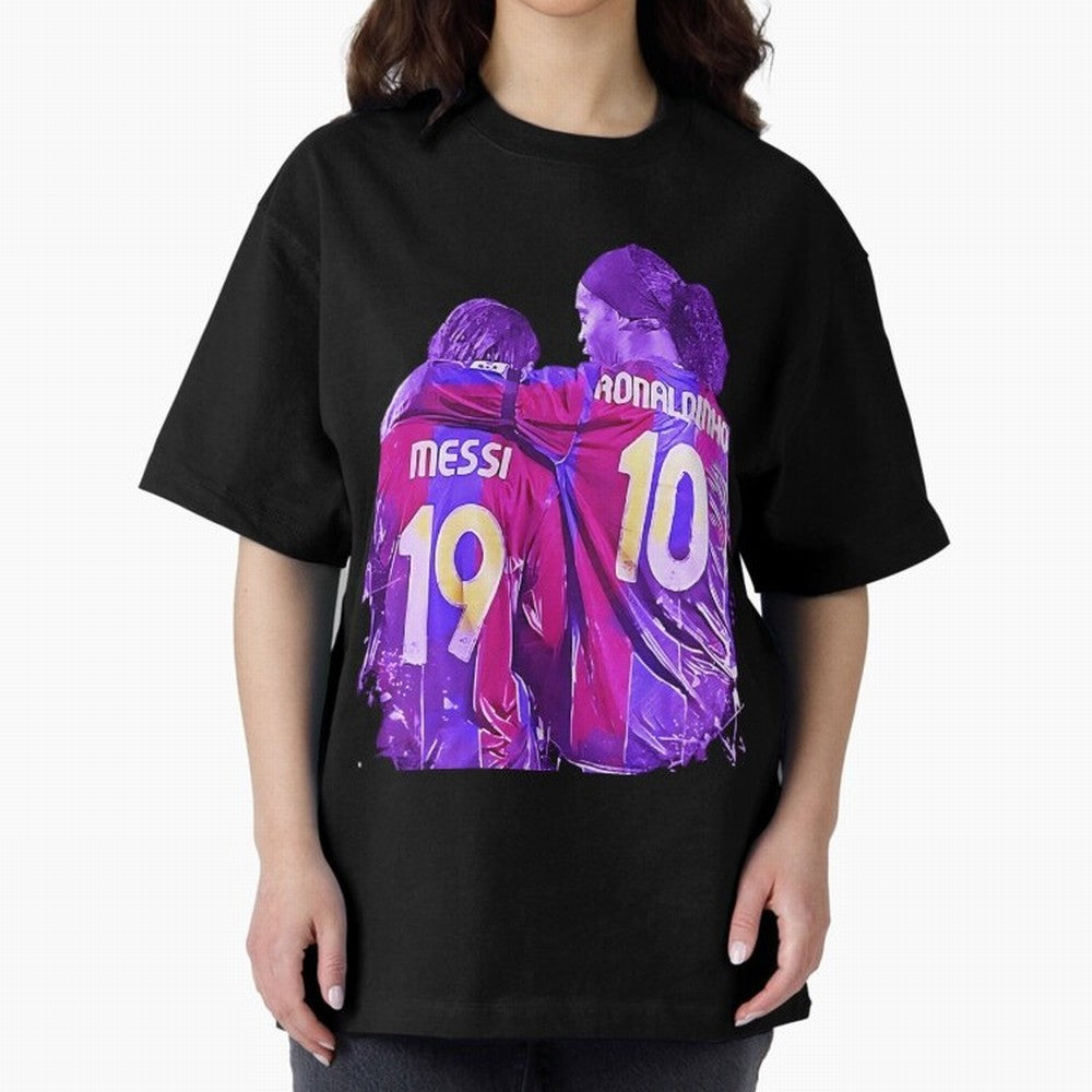 ronaldinho and messi - goat Oversized T-Shirt Remember Iconic Moments from the FIFA World Cup 2026 Group Stage Journey through Cristiano Ronaldo Highlights, Argentina, France and Brazil Pride, Soccer Culture, Superstar Moments, National Team Dreams