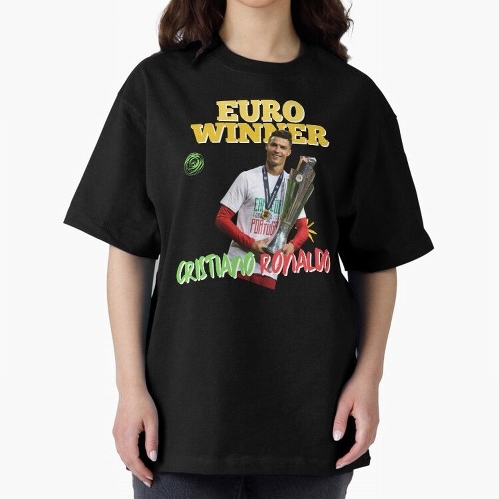 Cristiano Ronaldo Euro Winner Oversized T-Shirt Keep the Legacy of FIFA World Cup 2026 for Fans of Messi, Neymar and Mbappe and England and Germany, Bringing Fan Favorite Moments, National Team Passion, Big Match Drama and Soccer History; Great for