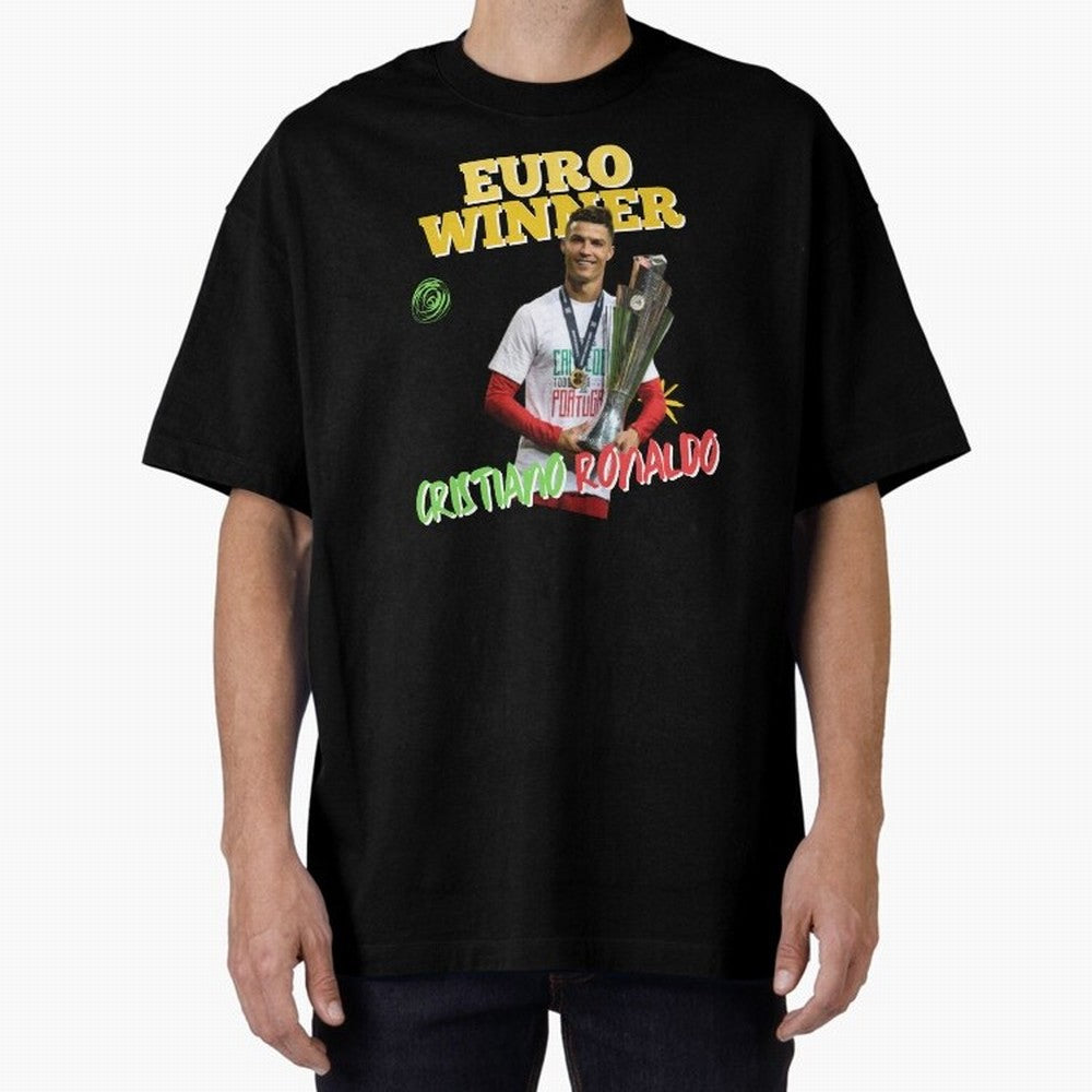 Cristiano Ronaldo Euro Winner Oversized T-Shirt Keep the Legacy of FIFA World Cup 2026 for Fans of Messi, Neymar and Mbappe and England and Germany, Bringing Fan Favorite Moments, National Team Passion, Big Match Drama and Soccer History; Great for