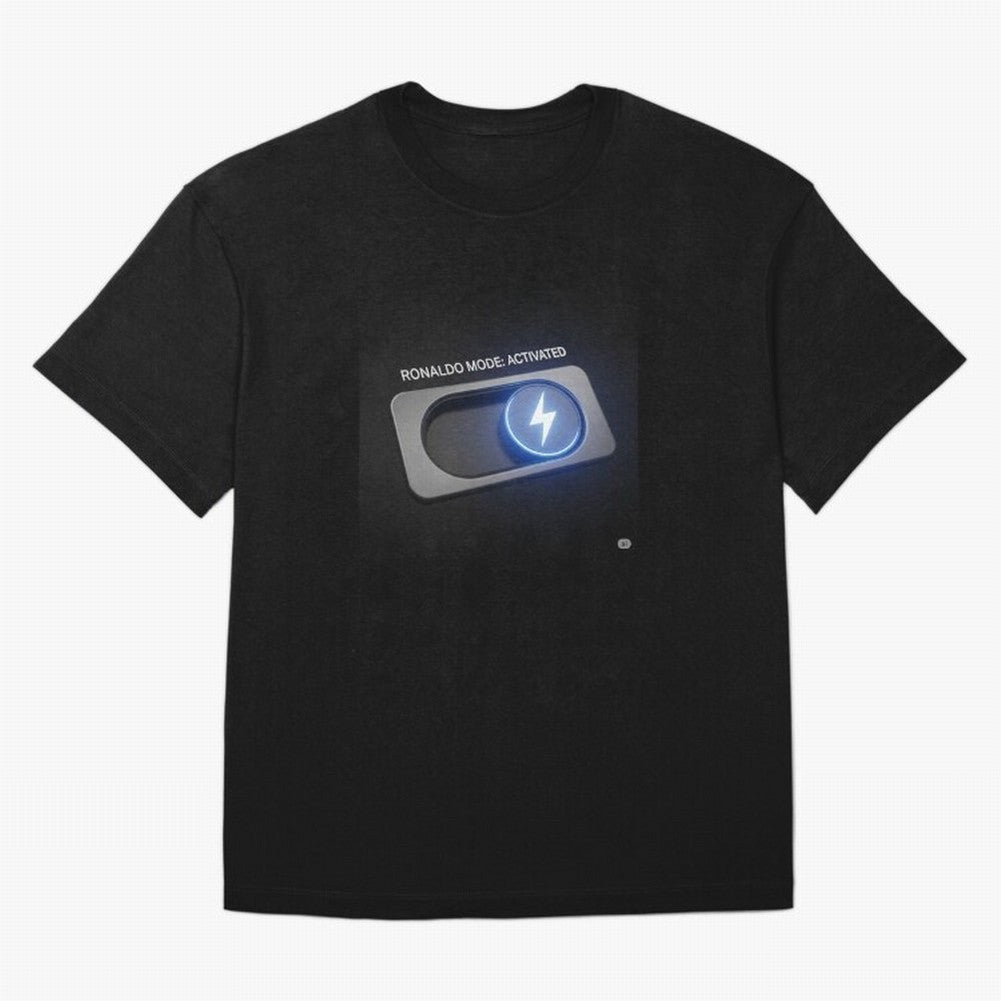Ronaldo Mode: Activated ¨C Power Switch Football Art Oversized T-Shirt Enjoy the Biggest Football Party of FIFA World Cup 2026 Group Stage with Neymar, France Energy, Football History, Final Match Energy, Crowd Noise and Once in a Lifetime Moments;