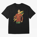 Cristiano Ronaldo Retro Portugal Football Art ¨C Vintage Supporter Design Oversized T-Shirt Celebrate the Road through FIFA World Cup 2026 Driven by Mbappe and Neymar, Argentina, France and Brazil Energy, Match Day Excitement, Supporter Culture,
