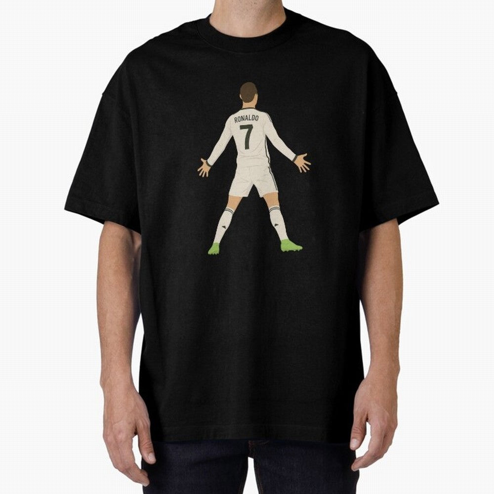 Cristiano Ronaldo Iconic Celebration Oversized T-Shirt Join FIFA World Cup 2026 USA Canada Mexico for Fans of CR7 and Argentina, France and Brazil, Bringing Stadium Memories, Football Loyalty, International Chants and Championship Tradition;