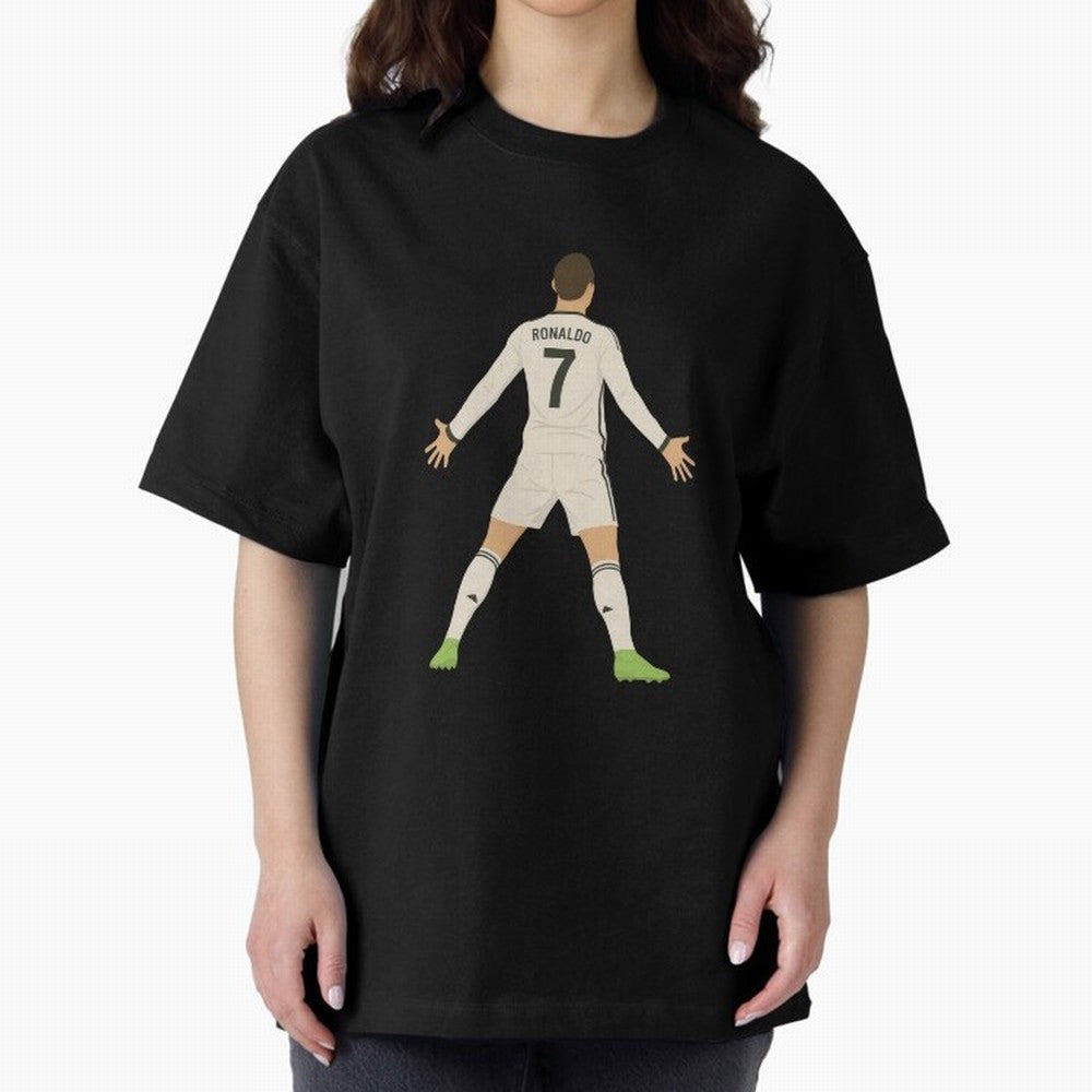 Cristiano Ronaldo Iconic Celebration Oversized T-Shirt Join FIFA World Cup 2026 USA Canada Mexico for Fans of CR7 and Argentina, France and Brazil, Bringing Stadium Memories, Football Loyalty, International Chants and Championship Tradition;