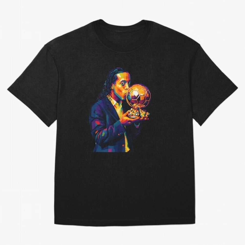 Ronaldinho Wpap Art Oversized T-Shirt Show Up for the Glory of FIFA World Cup 2026 USA Canada Mexico for Fans of Cristiano Ronaldo and Spain, Bringing Championship Spirit, Famous Goals, Roaring Crowds and International Football Unity; Perfect for