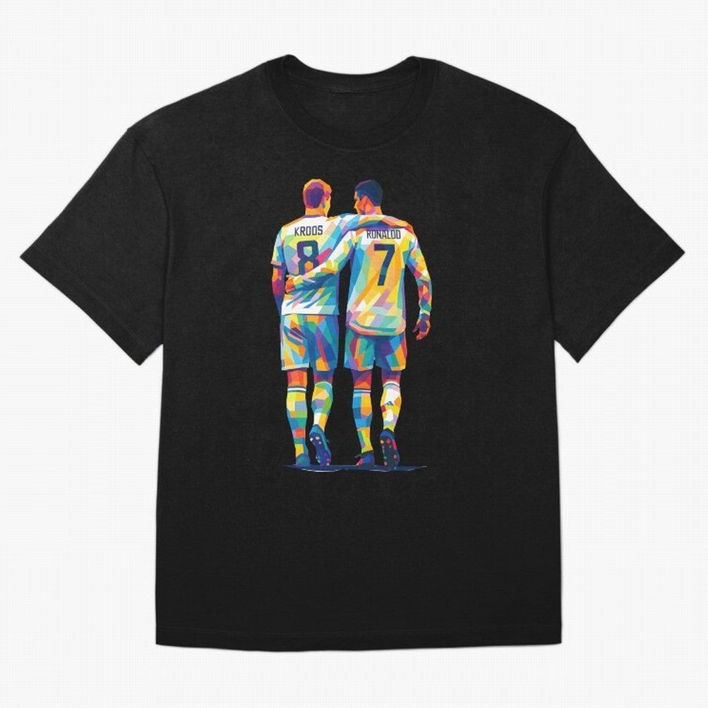 Cristiano Ronaldo & Toni Kroos Wpap Art Oversized T-Shirt Stand with Match Day Hype around FIFA World Cup 2026, Messi, CR7 and Mbappe, Brazil, Portugal and Argentina, Match Day Excitement, Supporter Culture, Golden Goals and Global Football
