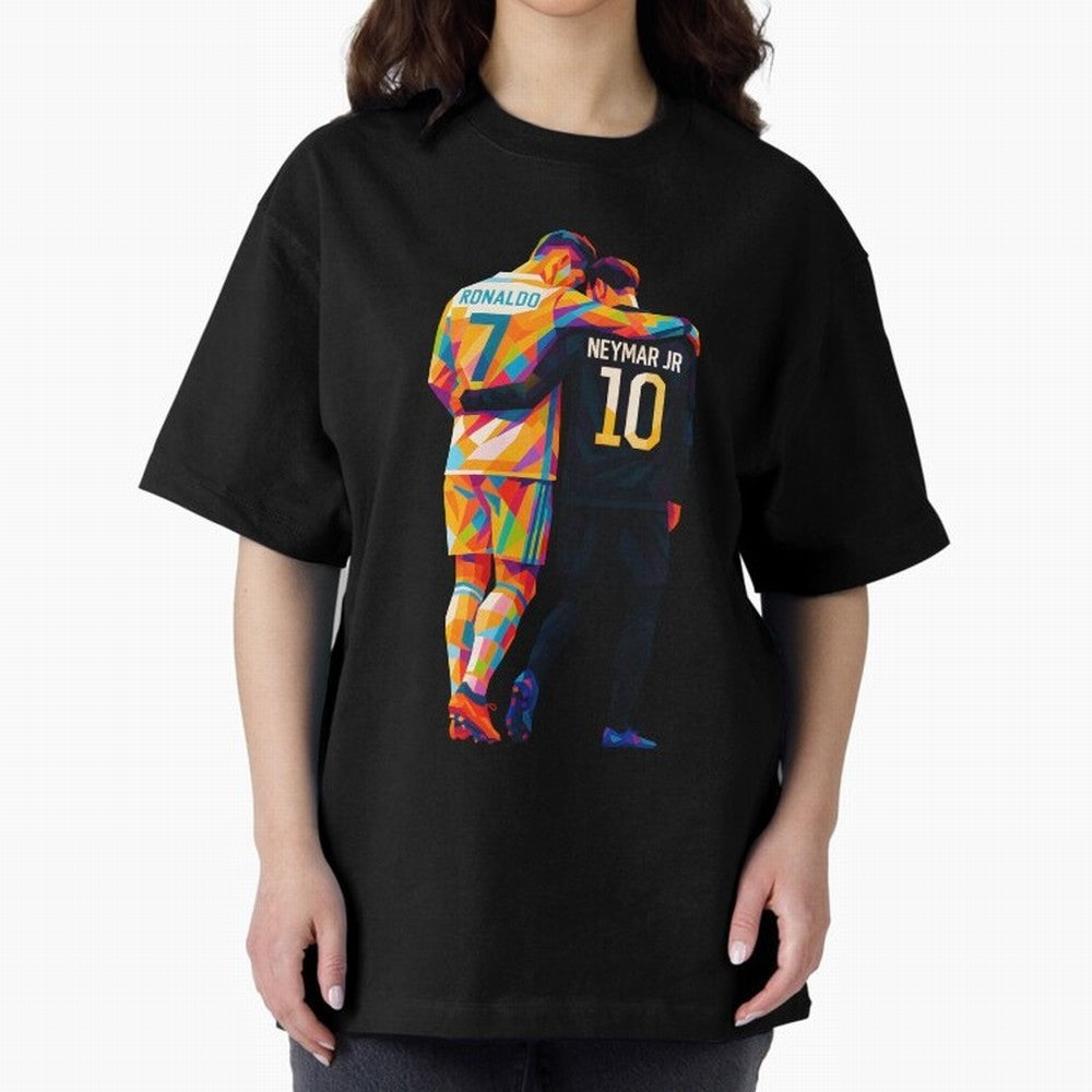 Cristiano Ronaldo & Neymar JR Wpap Art Oversized T-Shirt Represent FIFA World Cup 2026 Group Stage Spirit, Highlighting Netherlands, Neymar, Game Day Rituals, Football Legends, Country Pride and the Road to the Final; Ideal for Fans Who Follow