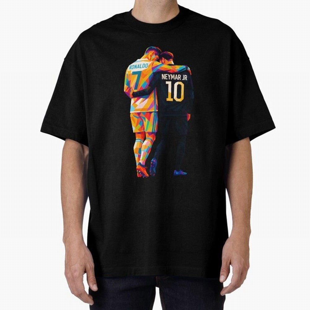 Cristiano Ronaldo & Neymar JR Wpap Art Oversized T-Shirt Represent FIFA World Cup 2026 Group Stage Spirit, Highlighting Netherlands, Neymar, Game Day Rituals, Football Legends, Country Pride and the Road to the Final; Ideal for Fans Who Follow