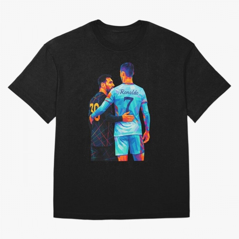 Cristiano Ronaldo & Messi Wpap Art Oversized T-Shirt Feel the Roar of FIFA World Cup 2026 Spirit, Highlighting England and Germany, Cristiano Ronaldo, Haaland and CR7, Football History, Final Match Energy, Crowd Noise and Once in a Lifetime
