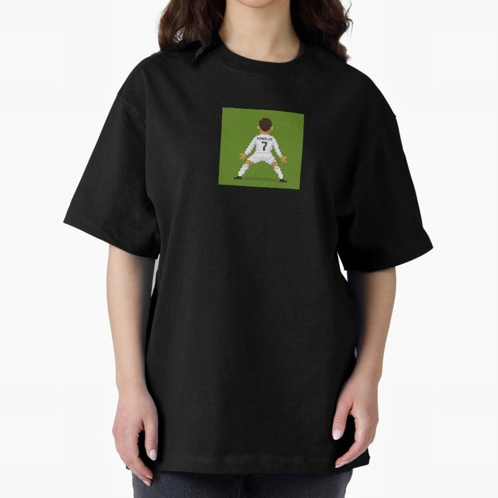 Cristiano Ronaldo Real Madrid Pixel Siuuu Art Oversized T-Shirt Celebrate Classic Football Spirit in the FIFA World Cup 2026 USA Canada Mexico Journey through Mbappe and Neymar Highlights, France Pride, Stadium Chants, National Pride, Trophy Dreams
