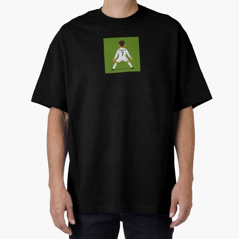 Cristiano Ronaldo Real Madrid Pixel Siuuu Art Oversized T-Shirt Celebrate Classic Football Spirit in the FIFA World Cup 2026 USA Canada Mexico Journey through Mbappe and Neymar Highlights, France Pride, Stadium Chants, National Pride, Trophy Dreams
