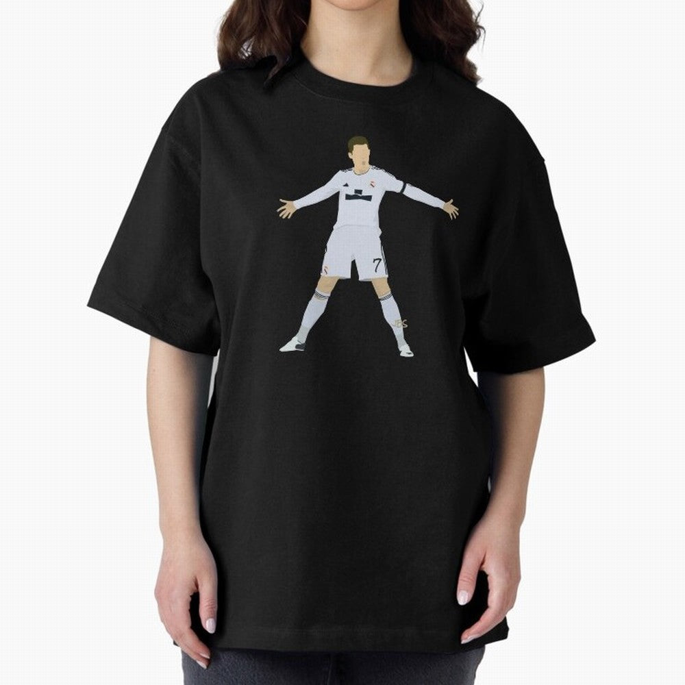 Cristiano Ronaldo celebrates at Real Madrid Oversized T-Shirt Make Every Match About FIFA World Cup 2026 USA Canada Mexico Spirit, Celebrating England, France and Netherlands, CR7 and Messi, Tournament Hype, Historic Matchups, Family Viewing