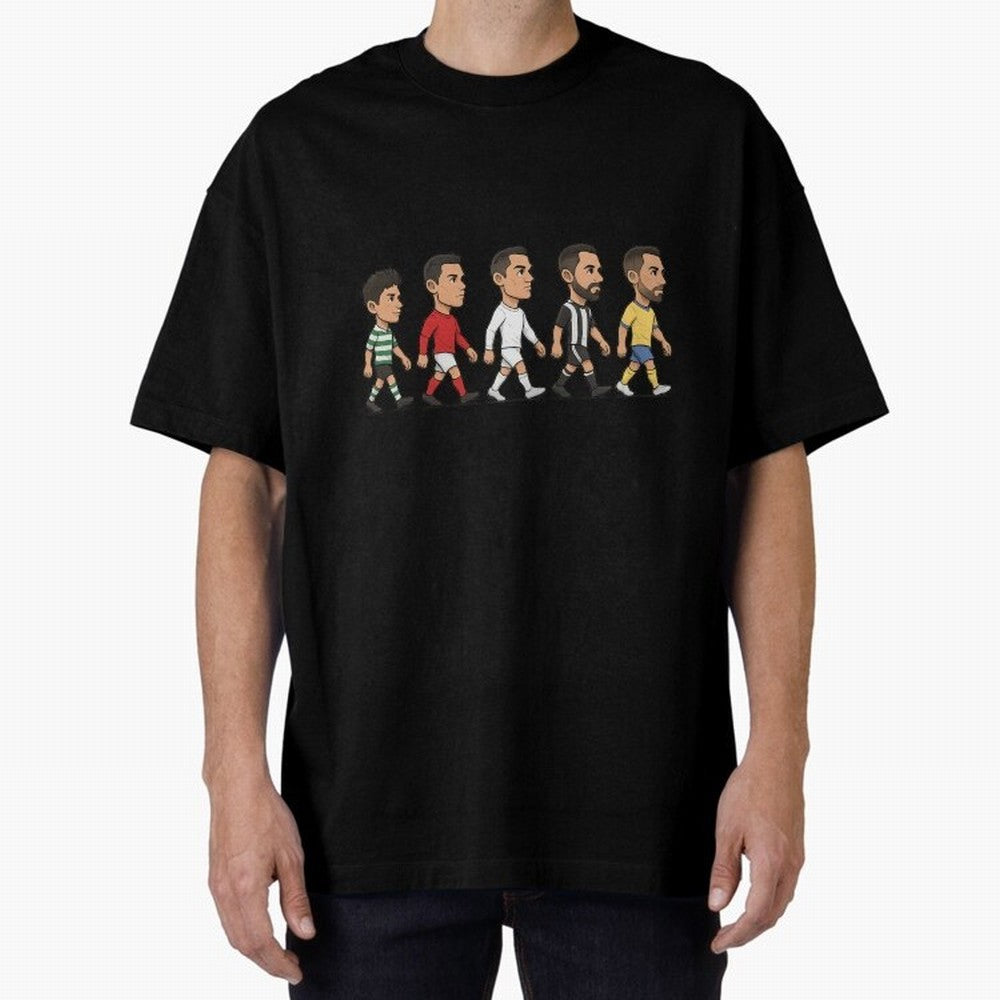 Ronaldo Evolution Sticker ¨C Cartoon Football Art from Sporting to Al-Nassr Oversized T-Shirt Join the Global Buzz around Match Day Hype around FIFA World Cup 2026 Group Stage, Messi and Cristiano Ronaldo, Portugal, Champion Mindset, Group Stage
