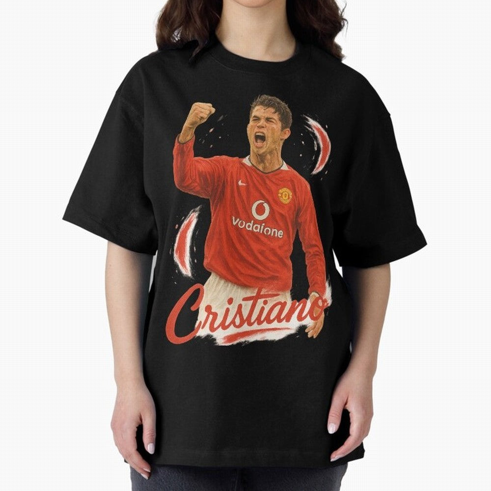Young Cristiano Ronaldo Man United Art ¨C Rising Soccer Legend Tribute	 Oversized T-Shirt Refresh Global Football Passion for FIFA World Cup 2026 USA Canada Mexico, Made for Messi, CR7 and Mbappe, Brazil, Champion Mindset, Group Stage Buzz,