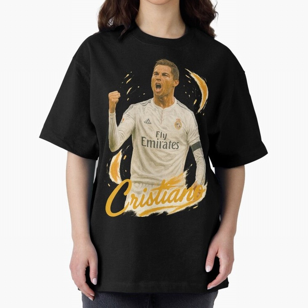 Cristiano Ronaldo Madrid Art - Iconic Soccer Legend Tribute Oversized T-Shirt Support the Legends of FIFA World Cup 2026 USA Canada Mexico Spirit, Inspired by Germany, Mbappe, Soccer Culture, Superstar Moments, National Team Dreams and Competitive