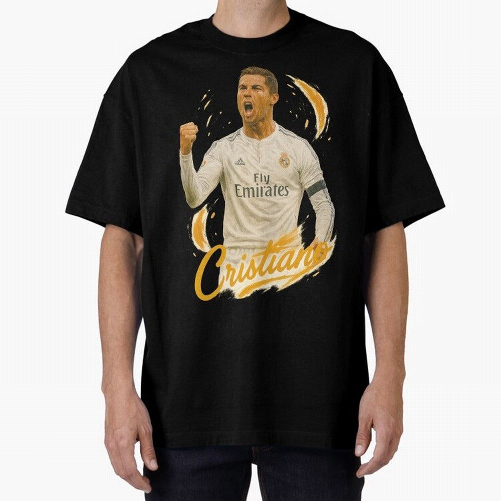 Cristiano Ronaldo Madrid Art - Iconic Soccer Legend Tribute Oversized T-Shirt Support the Legends of FIFA World Cup 2026 USA Canada Mexico Spirit, Inspired by Germany, Mbappe, Soccer Culture, Superstar Moments, National Team Dreams and Competitive