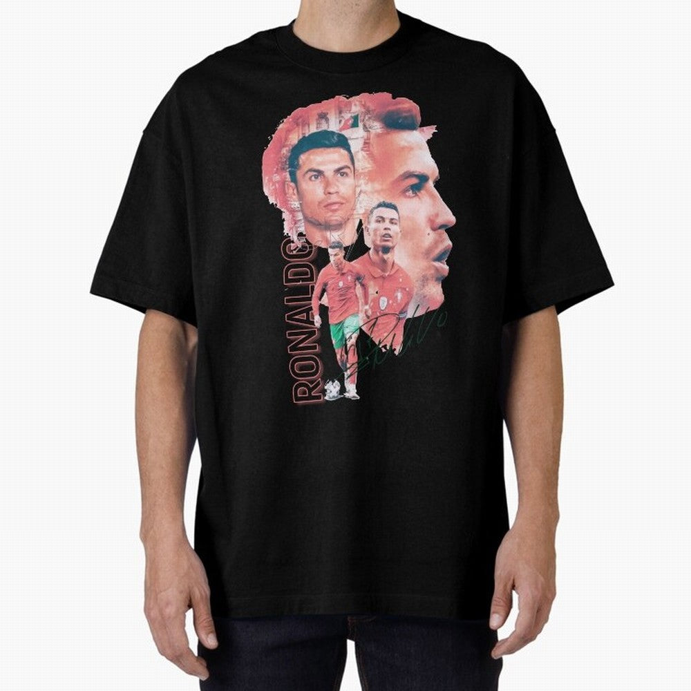 Cristiano Ronaldo Design Oversized T-Shirt Support the FIFA World Cup 2026 Group Stage Journey through Messi, CR7 and Mbappe Highlights, Brazil, Portugal and Argentina Pride, Vintage Soccer Flavor, Modern Football Stars, National Flags and Final