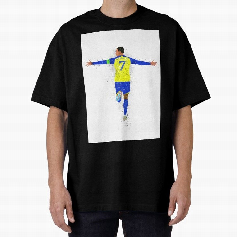 Cristiano Ronaldo Al Nassr Football Oversized T-Shirt Carry the Colors and Pride of Global Football Passion for FIFA World Cup 2026, Highlighting Messi, Neymar and Mbappe, England and Germany, Goal Celebration Energy, Supporter Heritage, Football