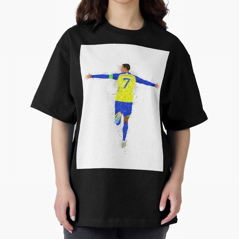 Cristiano Ronaldo Al Nassr Football Oversized T-Shirt Carry the Colors and Pride of Global Football Passion for FIFA World Cup 2026, Highlighting Messi, Neymar and Mbappe, England and Germany, Goal Celebration Energy, Supporter Heritage, Football