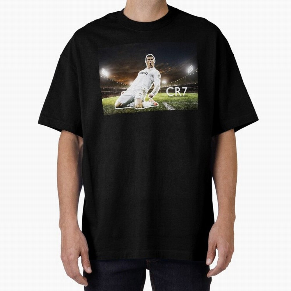 Cristiano Ronaldo Celebration Scene Oversized T-Shirt Join Supporters Worldwide for FIFA World Cup 2026 Group Stage for Fans of CR7 and Messi and Netherlands, Bringing Football History, Final Match Energy, Crowd Noise and Once in a Lifetime