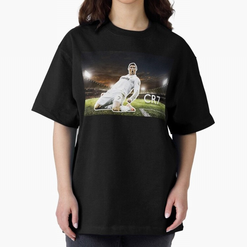 Cristiano Ronaldo Celebration Scene Oversized T-Shirt Join Supporters Worldwide for FIFA World Cup 2026 Group Stage for Fans of CR7 and Messi and Netherlands, Bringing Football History, Final Match Energy, Crowd Noise and Once in a Lifetime