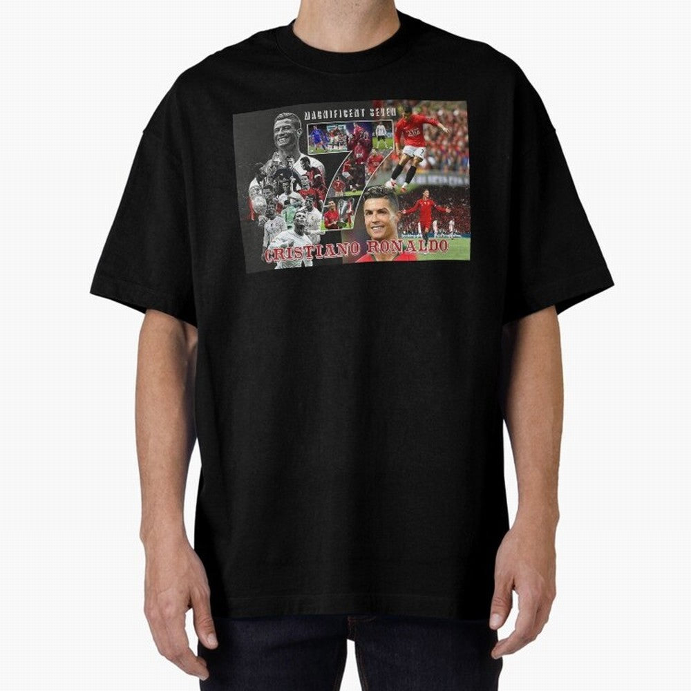 Cristiano Ronaldo - Magnificent 7 Poster Oversized T-Shirt Honor FIFA World Cup 2026 Group Stage for Fans of Messi, CR7 and Mbappe and Spain, Bringing Supporter Pride, Iconic Celebrations, Legendary Names and Global Match Day Energy; Perfect for