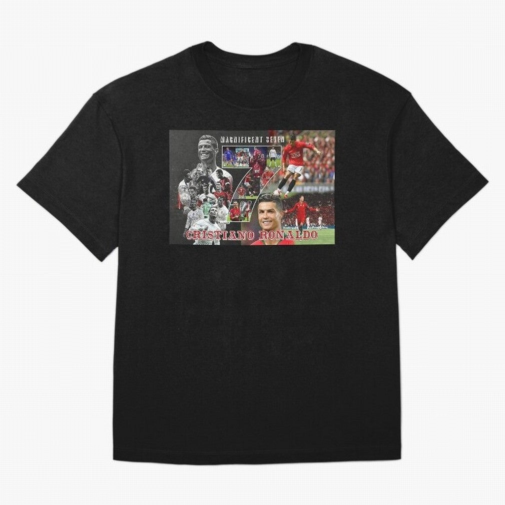 Cristiano Ronaldo - Magnificent 7 Poster Oversized T-Shirt Honor FIFA World Cup 2026 Group Stage for Fans of Messi, CR7 and Mbappe and Spain, Bringing Supporter Pride, Iconic Celebrations, Legendary Names and Global Match Day Energy; Perfect for