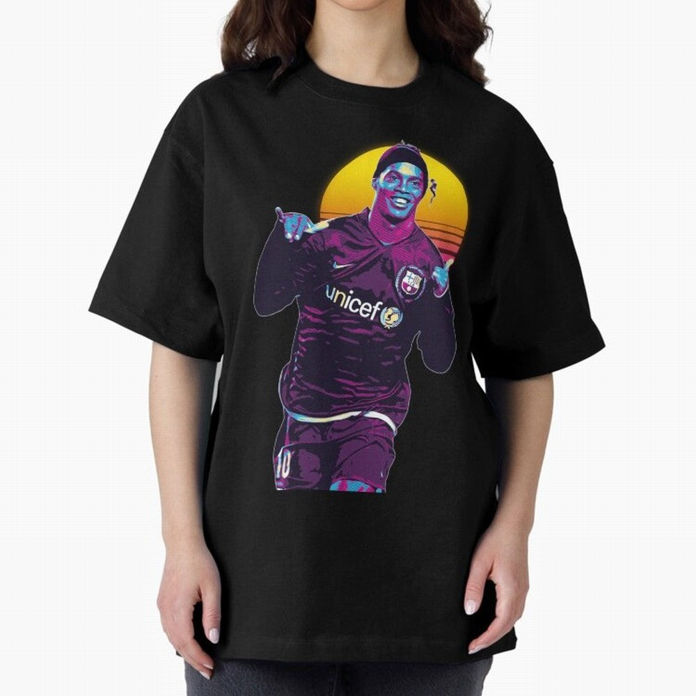 ronaldinho retro Oversized T-Shirt Carry National Pride through Global Football Passion for FIFA World Cup 2026, Centered on Cristiano Ronaldo, Haaland and CR7, Spain and Netherlands, Stadium Memories, Football Loyalty, International Chants and