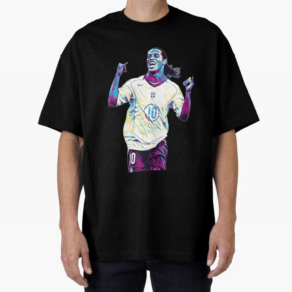 Ronaldinho brazil team Oversized T-Shirt Relive the Noise and Pride of the FIFA World Cup 2026 USA Canada Mexico Journey through Cristiano Ronaldo Highlights, England and Germany Pride, Tournament Hype, Historic Matchups, Family Viewing Parties and