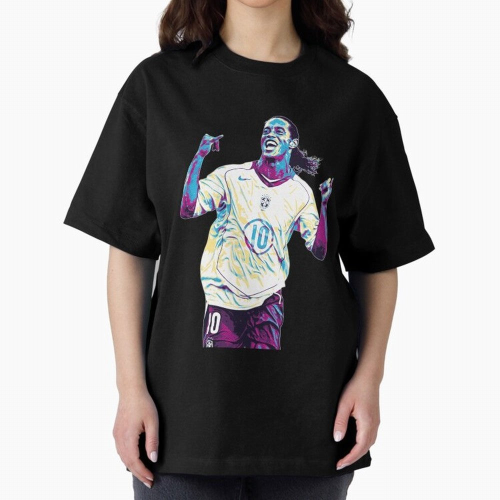 Ronaldinho brazil team Oversized T-Shirt Relive the Noise and Pride of the FIFA World Cup 2026 USA Canada Mexico Journey through Cristiano Ronaldo Highlights, England and Germany Pride, Tournament Hype, Historic Matchups, Family Viewing Parties and
