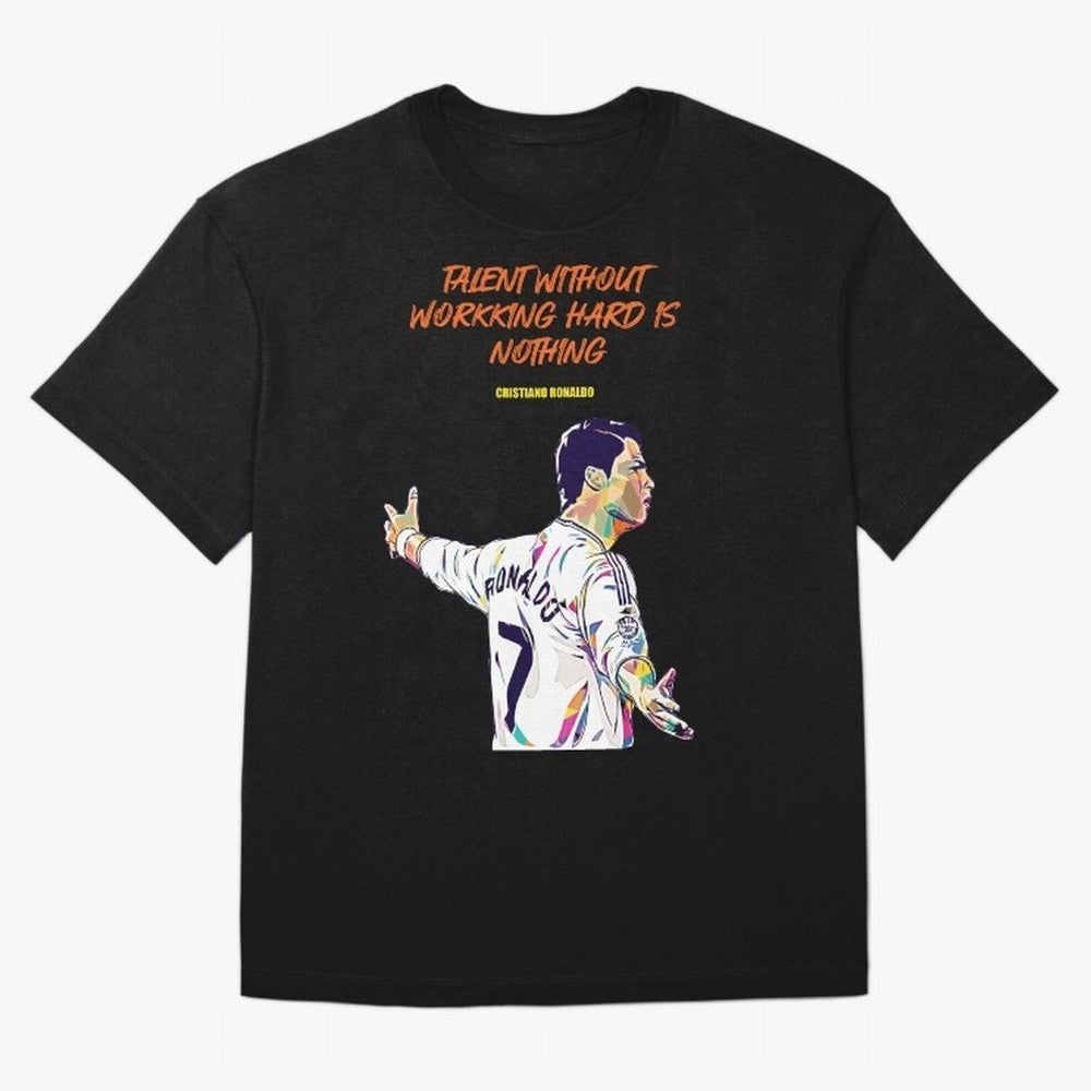 Cristiano Ronaldo Motivational Quote Oversized T-Shirt Live the Energy of FIFA World Cup 2026 Spirit, Celebrating Brazil, Portugal and Argentina, CR7, Football Passion, Legendary Performances, Festival Vibes and Supporter Community; Ideal for