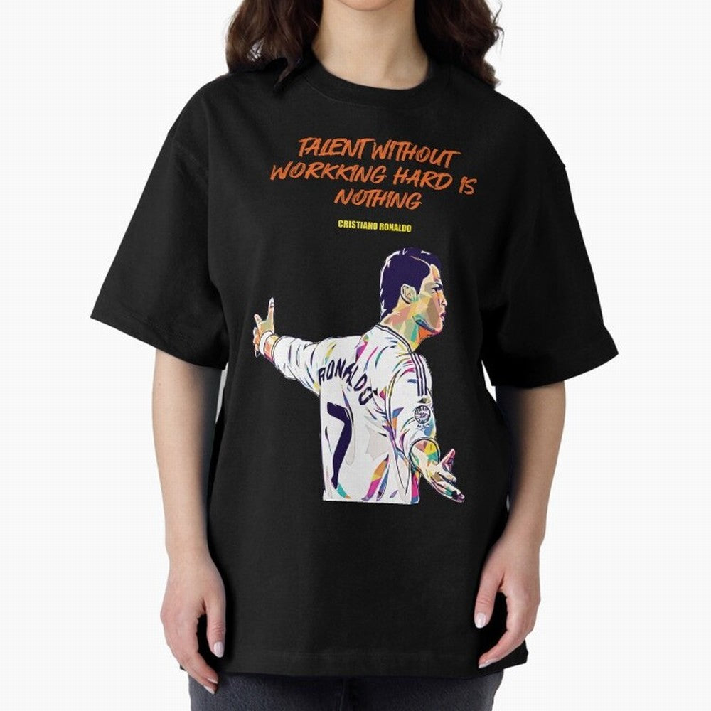 Cristiano Ronaldo Motivational Quote Oversized T-Shirt Live the Energy of FIFA World Cup 2026 Spirit, Celebrating Brazil, Portugal and Argentina, CR7, Football Passion, Legendary Performances, Festival Vibes and Supporter Community; Ideal for