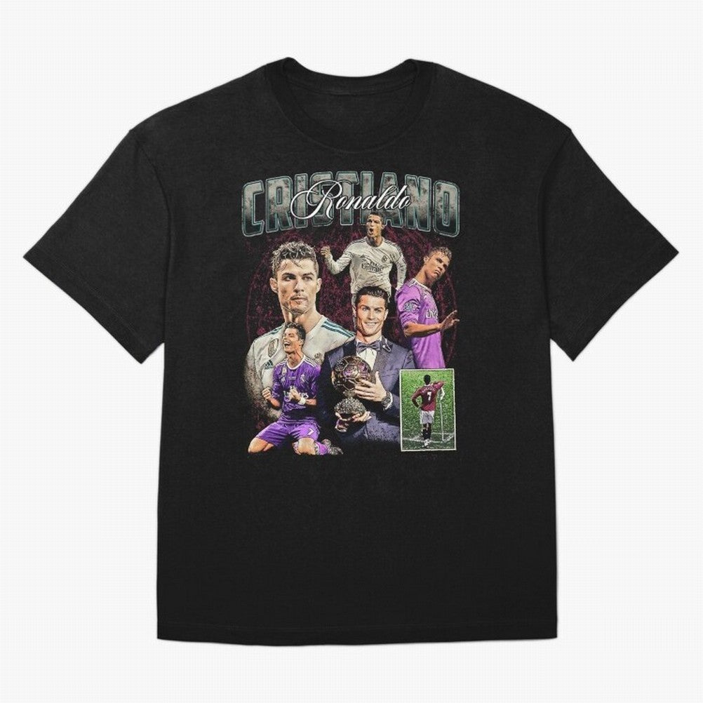 Cristiano Ronaldo Bootleg design Oversized T-Shirt Show Fan Pride Across Global Football Passion for FIFA World Cup 2026 USA Canada Mexico, Driven by Messi, Spain, Football Festival Excitement, Trophy Ambitions, Country Rivalries and Star Player