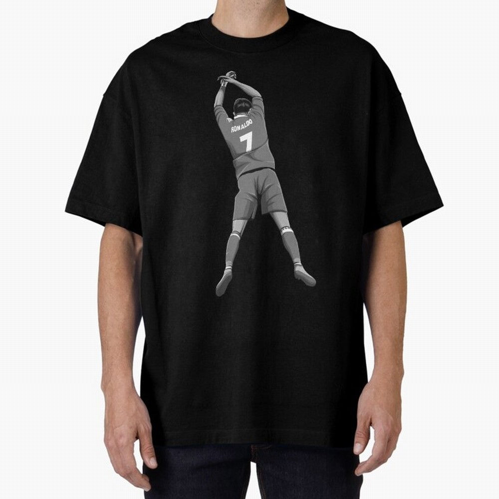 Cristiano Ronaldo Black and White Version Oversized T-Shirt Bring Stadium Energy to the FIFA World Cup 2026 Journey through Cristiano Ronaldo, Haaland and CR7 Highlights, Brazil, Portugal and Argentina Pride, Game Day Rituals, Football Legends,