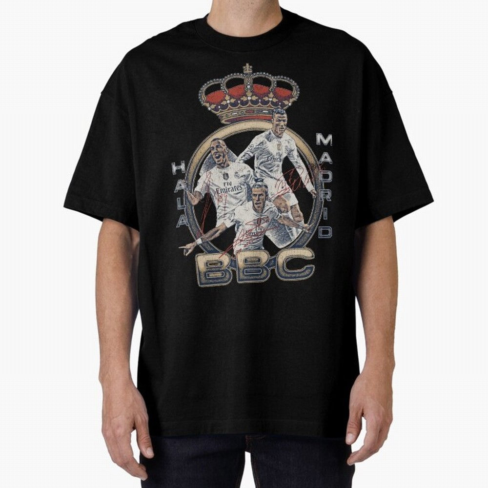 BBC of Real Madrid Oversized T-Shirt Represent the Passion of Match Day Hype around FIFA World Cup 2026 USA Canada Mexico, Neymar, Haaland and Cristiano Ronaldo, Argentina and Brazil, Retro Football Energy, Iconic Rivalries, Trophy Chase Drama and