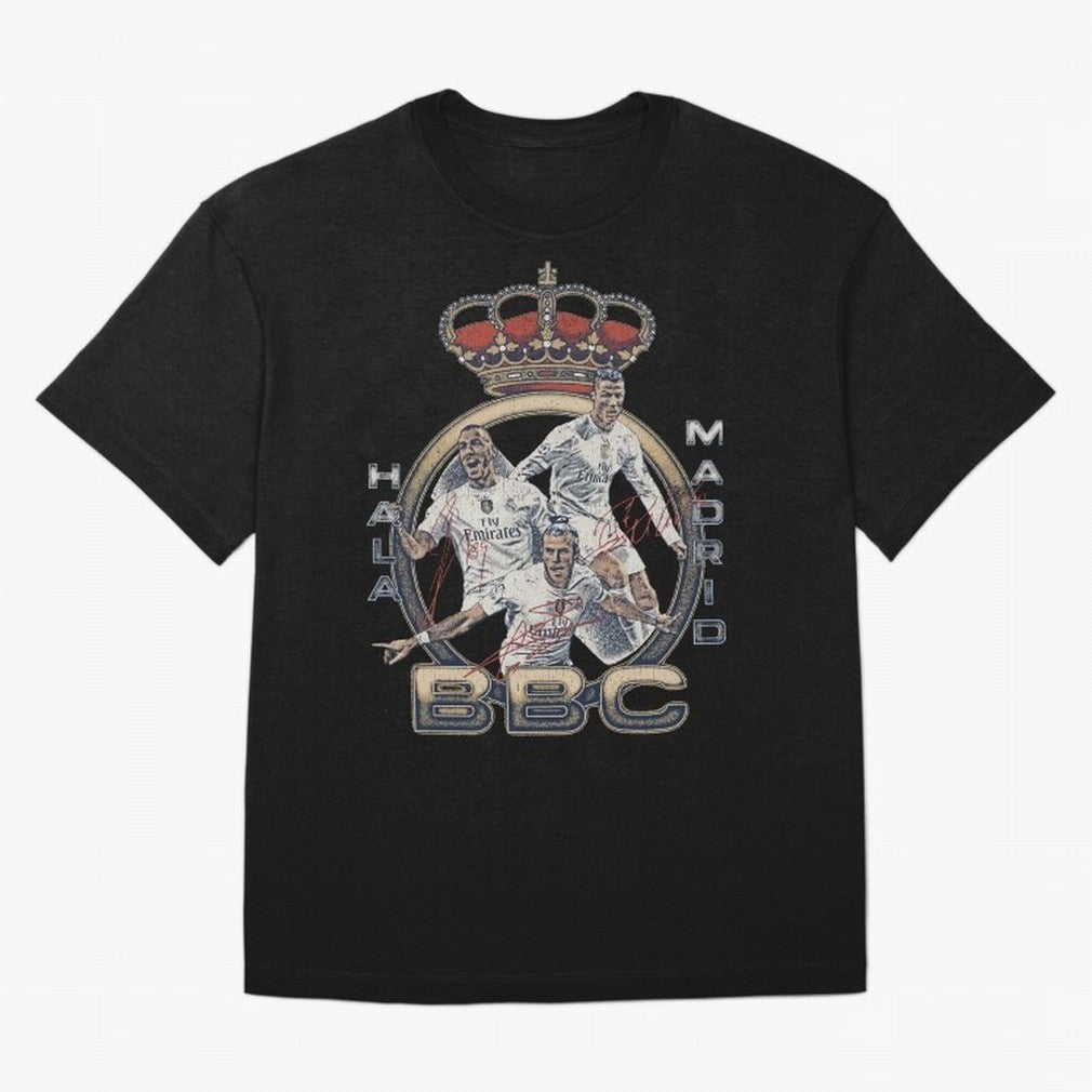 BBC of Real Madrid Oversized T-Shirt Represent the Passion of Match Day Hype around FIFA World Cup 2026 USA Canada Mexico, Neymar, Haaland and Cristiano Ronaldo, Argentina and Brazil, Retro Football Energy, Iconic Rivalries, Trophy Chase Drama and