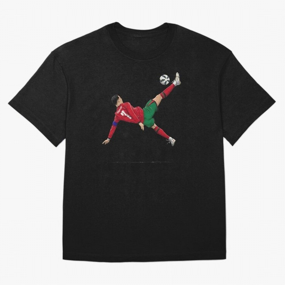Ronaldo 910 Goal Bicycle Kick Oversized T-Shirt Fuel the Hype around Global Football Passion for FIFA World Cup 2026 Group Stage, Centered on Cristiano Ronaldo, Spain, Classic Soccer Heritage, Championship Pressure, Fan Loyalty and International