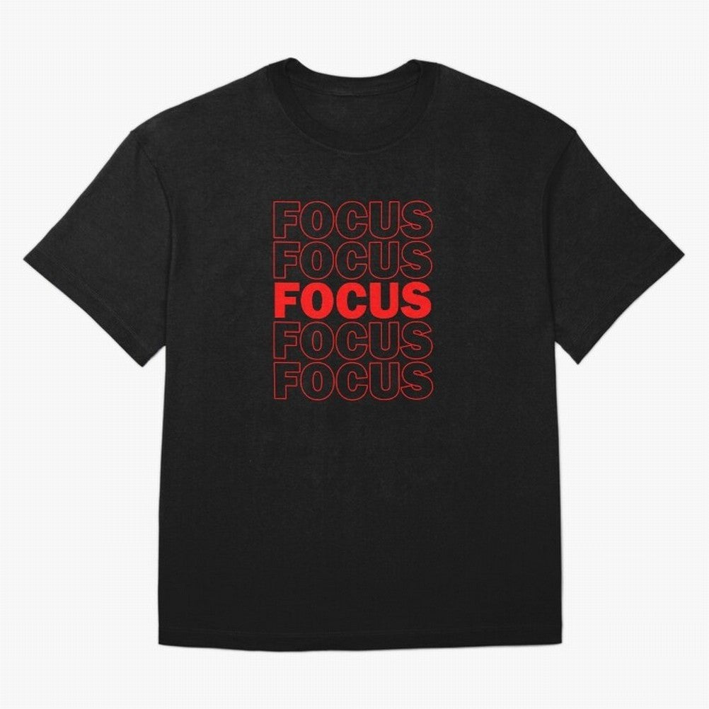 Focus Focus Focus (Red) Oversized T-Shirt Build FIFA World Cup 2026 Group Stage Spirit, Connected to France and Portugal, CR7, Football Festival Excitement, Trophy Ambitions, Country Rivalries and Star Player Buzz; Ideal for Fans Who Follow Messi,